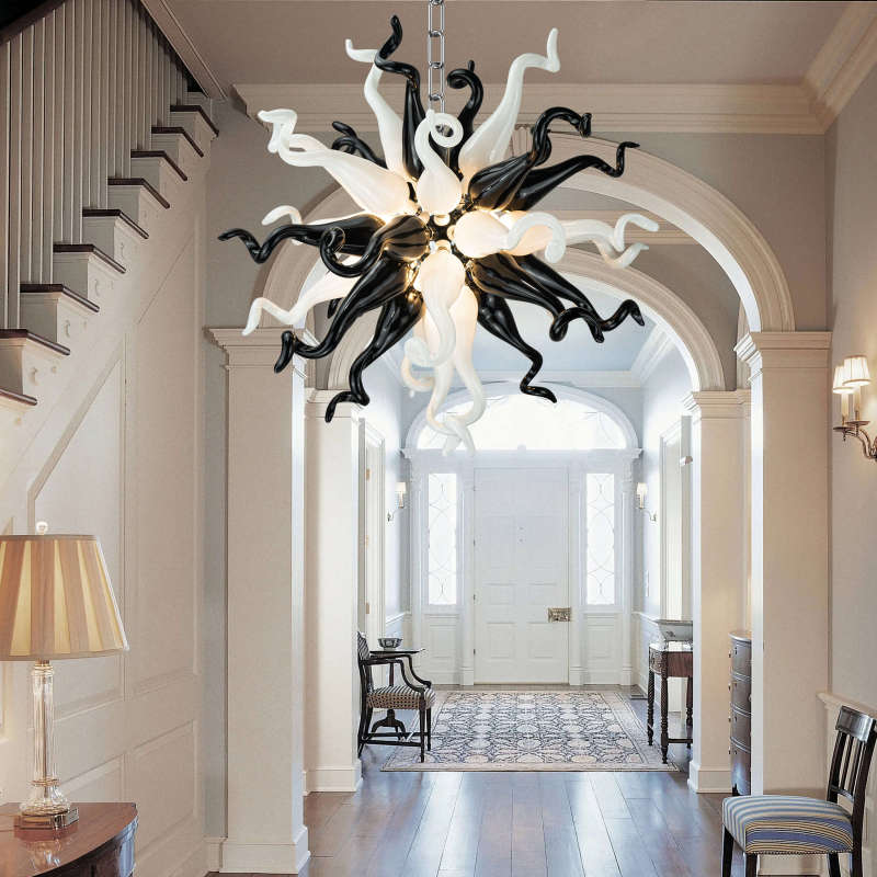 Sputnik Pendant Light Chihuly Style Chandeliers (Black And White Colors)