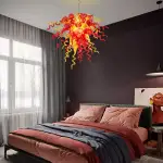 Chihuly Style Chandelier Hand Blown Glass Chandelier (Amber With Red)