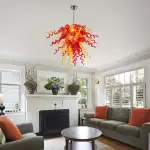 Chihuly Style Chandelier Hand Blown Glass Chandelier (Amber With Red)
