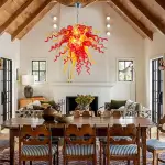 Chihuly Style Chandelier Hand Blown Glass Chandelier (Amber With Red)