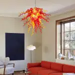 Chihuly Style Chandelier Hand Blown Glass Chandelier (Amber With Red)