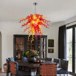 Chihuly Style Chandelier Hand Blown Glass Chandelier (Amber With Red)