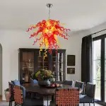 Chihuly Style Chandelier Hand Blown Glass Chandelier (Amber With Red)