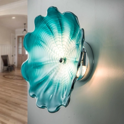 Turquoise Murano Sconces Glass Wall Plates Light Fixture Dia 12