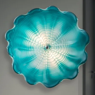 Turquoise Murano Sconces Glass Wall Plates Light Fixture Dia 12