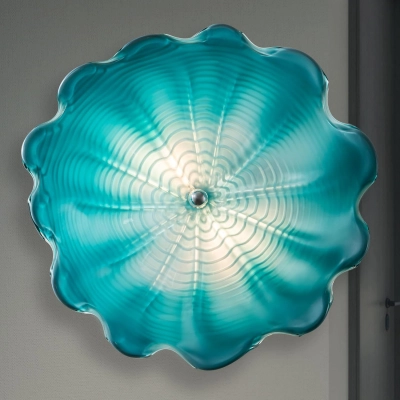 Turquoise Murano Sconces Glass Wall Plates Light Fixture Dia 12