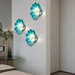Turquoise Murano Sconces Glass Wall Plates Light Fixture Dia 12"