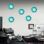 Turquoise Murano Sconces Glass Wall Plates Light Fixture Dia 12"
