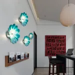 Turquoise Murano Sconces Glass Wall Plates Light Fixture Dia 12"