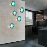 Turquoise Murano Sconces Glass Wall Plates Light Fixture Dia 12"