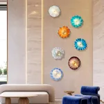 Turquoise Murano Sconces Glass Wall Plates Light Fixture Dia 12"