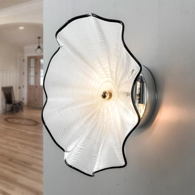 White Murano Sconces Glass Wall Plates Light Fixture Dia 12
