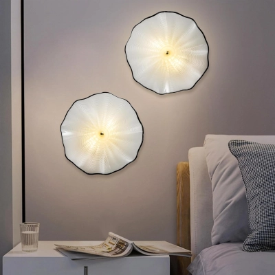 White Murano Sconces Glass Wall Plates Light Fixture Dia 12