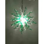 Hand Blown Glass Chandelier Chihuly Style Chandelier For Sale (Green And White)