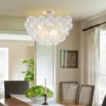Modern Bubble Chandelier White Finish and Clear Blown Glass