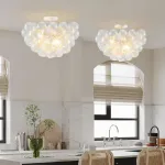 Modern Bubble Chandelier White Finish and Clear Blown Glass