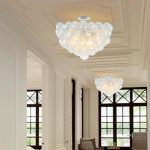 Modern Bubble Chandelier White Finish and Clear Blown Glass