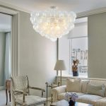 Modern Bubble Chandelier White Finish and Clear Blown Glass