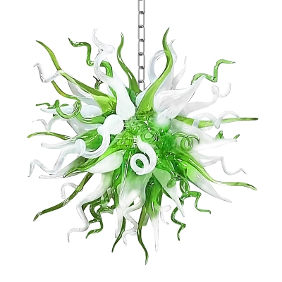 Chihuly Style Chandelier Hand Blown Glass Chandelier (Green And White Color) 01