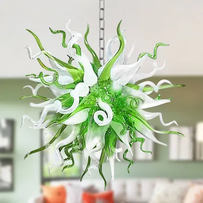 Chihuly Style Chandelier Hand Blown Glass Chandelier (Green And White Color) 02