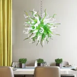 Chihuly Style Chandelier Hand Blown Glass Chandelier (Green And White Color)