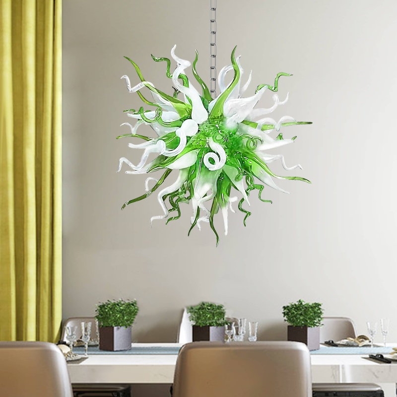 Chihuly Style Chandelier Hand Blown Glass Chandelier (Green And White Color)