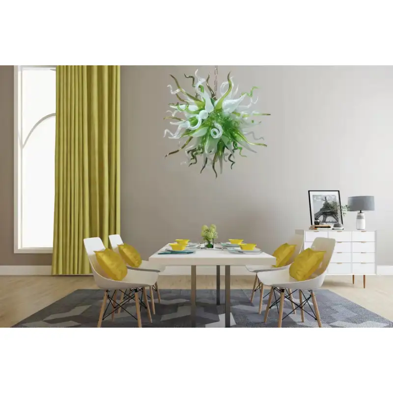Chihuly Style Chandelier Hand Blown Glass Chandelier (Green And White Color)