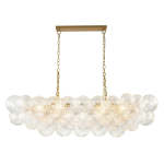 Large Bubble Chandelier Brass  Finish Ribbed Glass Globe 