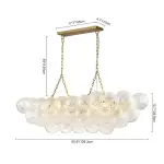 Large Bubble Chandelier Brass  Finish Ribbed Glass Globe 