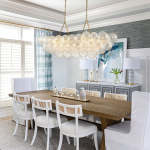 Large Bubble Chandelier Brass  Finish Ribbed Glass Globe 