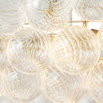 Large Bubble Chandelier Brass  Finish Ribbed Glass Globe 