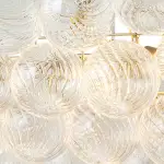 Large Bubble Chandelier Brass  Finish Ribbed Glass Globe 