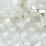 Large Bubble Chandelier Brass  Finish Ribbed Glass Globe 