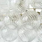 Large Bubble Chandelier Brass  Finish Ribbed Glass Globe 