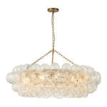 Large Modern Bubble Chandelier Brass Finish Ribbed Glass Globe 