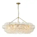 Large Modern Bubble Chandelier Brass Finish Ribbed Glass Globe 