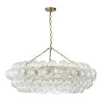Large Modern Bubble Chandelier Brass Finish Ribbed Glass Globe 