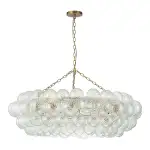 Large Modern Bubble Chandelier Brass Finish Ribbed Glass Globe 