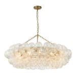 Large Modern Bubble Chandelier Brass Finish Ribbed Glass Globe 