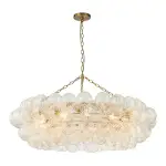 Large Modern Bubble Chandelier Brass Finish Ribbed Glass Globe 