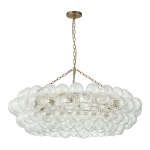 Large Modern Bubble Chandelier Brass Finish Ribbed Glass Globe 