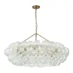 Large Modern Bubble Chandelier Brass Finish Ribbed Glass Globe 