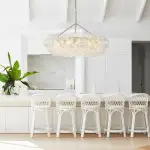 Large Modern Bubble Chandelier Brass Finish Ribbed Glass Globe 