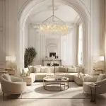 Large Modern Bubble Chandelier Brass Finish Ribbed Glass Globe 