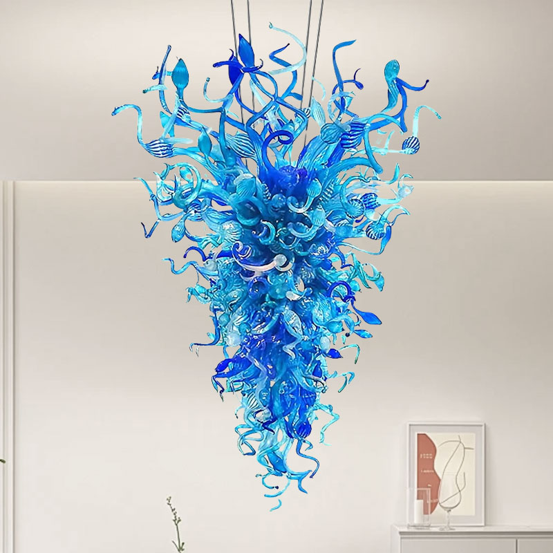 Large Modern Chandeliers For High Ceilings  Chihuly Style Chandelier (Blue)