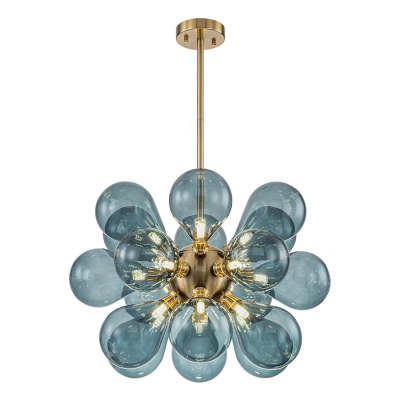 Glass Bubble Chandelier Cluster Style Blue Color 01
