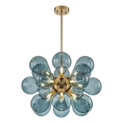 Glass Bubble Chandelier Cluster Style Blue Color 01