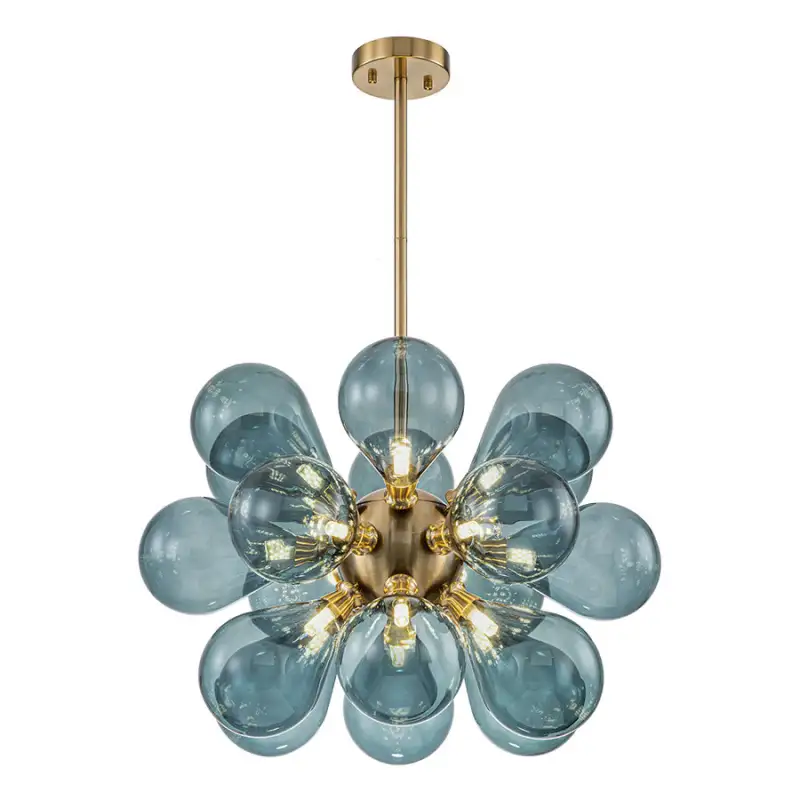 Glass Bubble Chandelier Cluster Style Blue Color