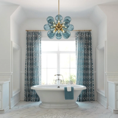 Glass Bubble Chandelier Cluster Style Blue Color 02