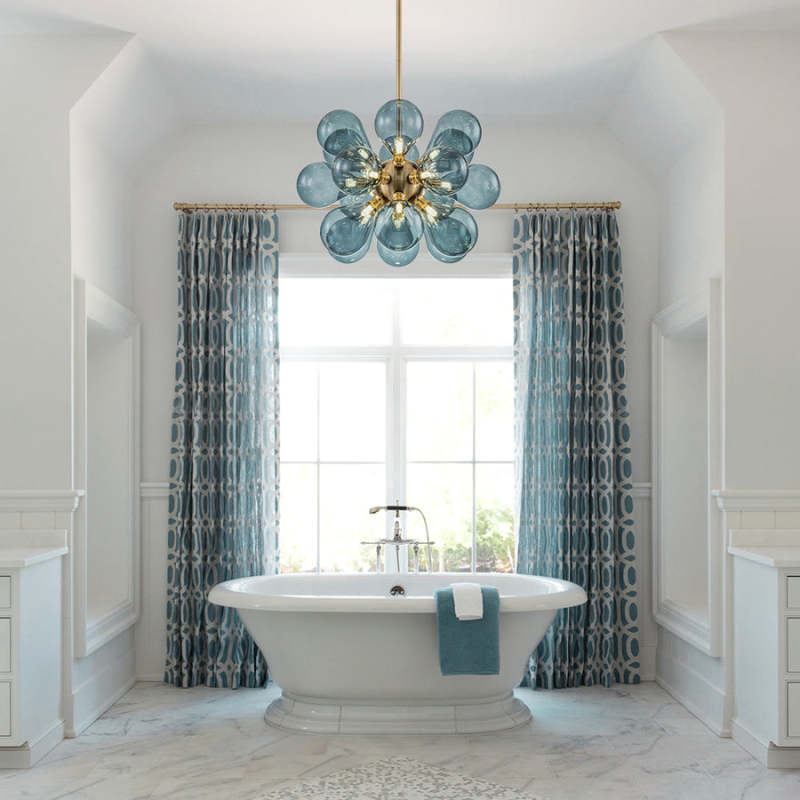 Glass Bubble Chandelier Cluster Style Blue Color